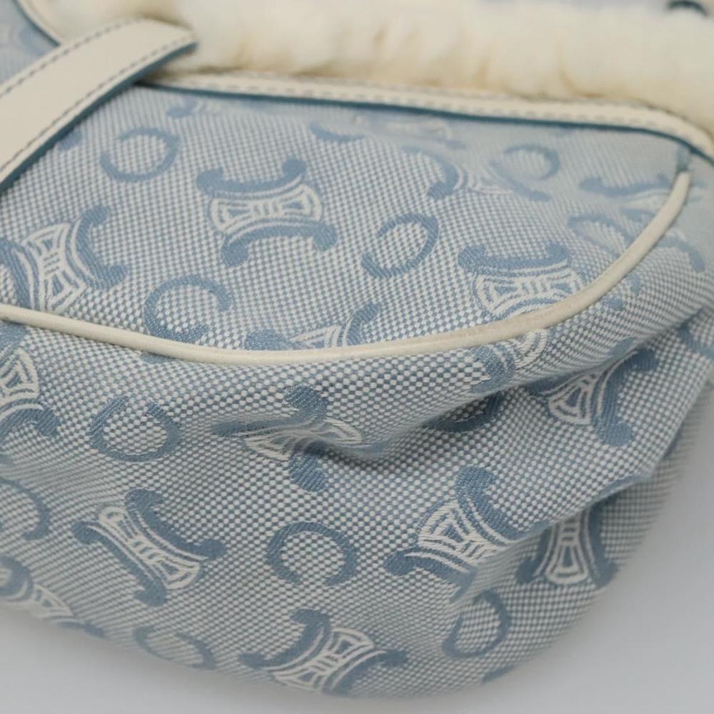 CELINE C Macadam Canvas Shoulder Bag Light Blue Gold Auth MX095 - Picture 13 of 16